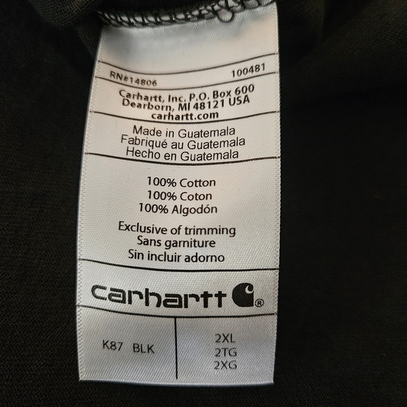Carhartt Men's Loose Fit Black T Shirt Size 2XL - Picture 4 of 6